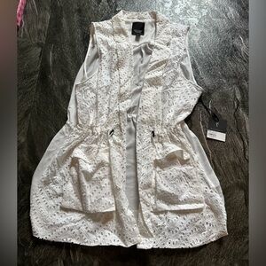 White Eyelet Sleeveless Vest